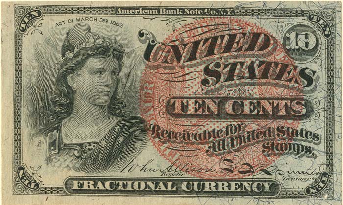 Fractional Currency - FR-1261 - 1863 dated US Currency